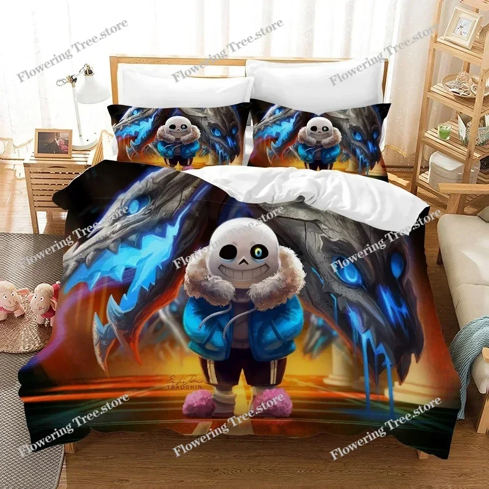 

High Quality 3D Printed Undertale Game Frisk Sans Papyrus Pattern Duvet Cover with Pillow Cover Bedding Set for Bedroom Decor029