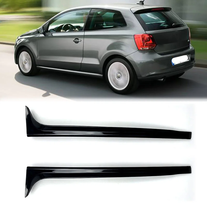 ل VW Polo MK5 6R 6C 2011-2013 2014 2015 2016 2017 الجانب الخلفي نافذة سبويلر الشفاه الجناح بواسطة ABS لمعان الأسود الجسم أطقم 1 زوج