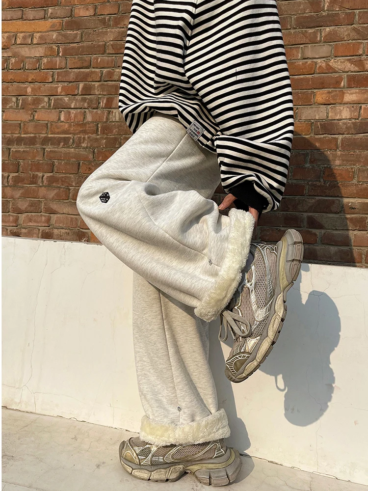 

Мужские зимние утепленные повседневные брюки на флисовой подкладке с цветочным принтом, прямые спортивные штаны из овечьего вельвета, устойчивые к холоду, для северо-восточных регионов