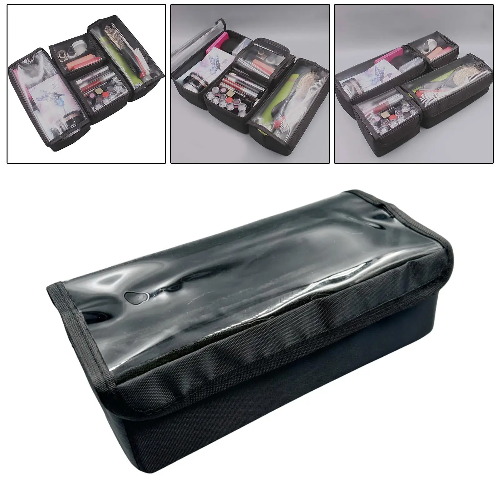 

Косметичка с прозрачной крышкой, складной органайзер для макияжа, большая сумка для хранения туалетных принадлежностей и аксессуаров, дорожная сумка