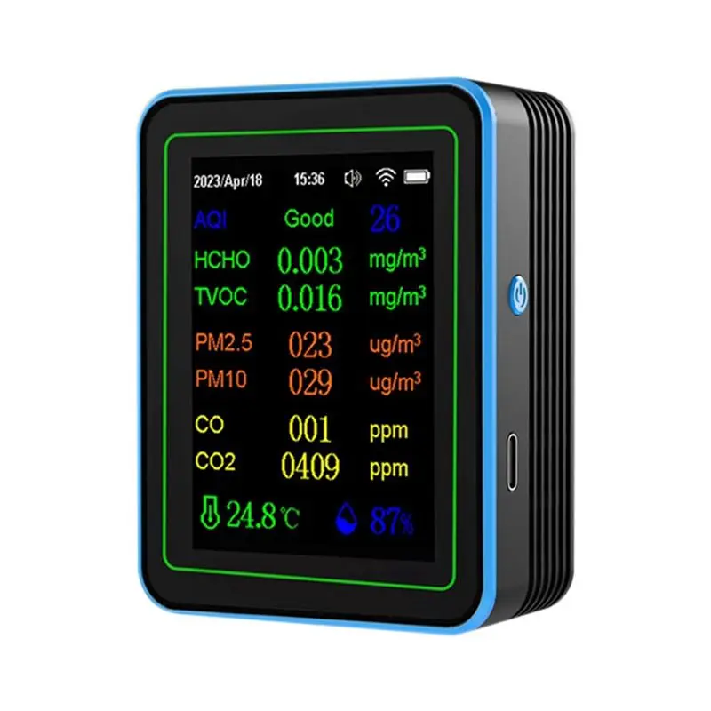 MLGB-Tuya Wifi 12 In 1 Air Quality Monitor Multifunction PM2.5 AQI PM1O HCHO TVOC CO CO2 Screen Display Air Detector