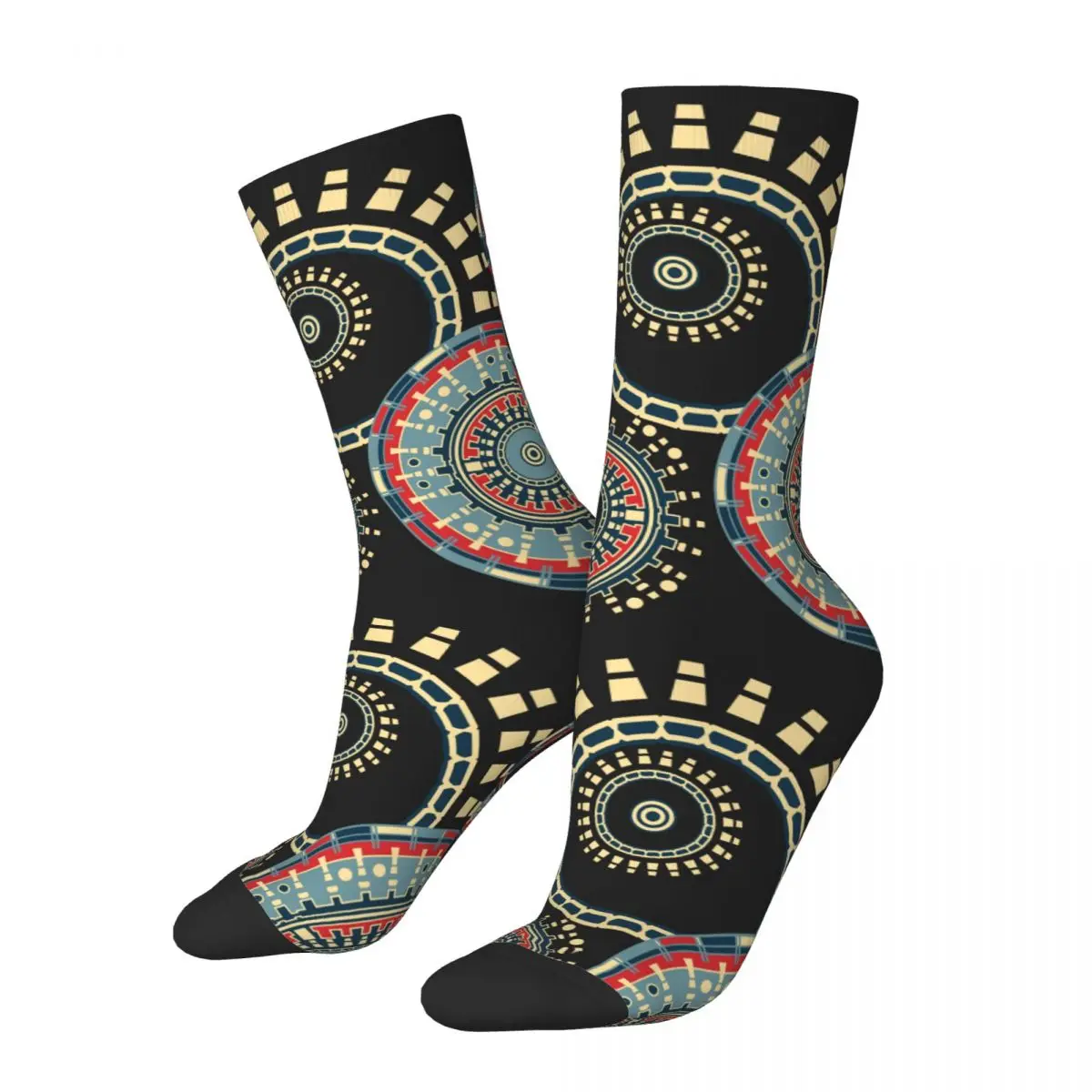 Funny Men's Socks Mandalas Circles Retro Harajuku Hip Hop Seamless Pattern Crew Crazy Sock Gift Printed