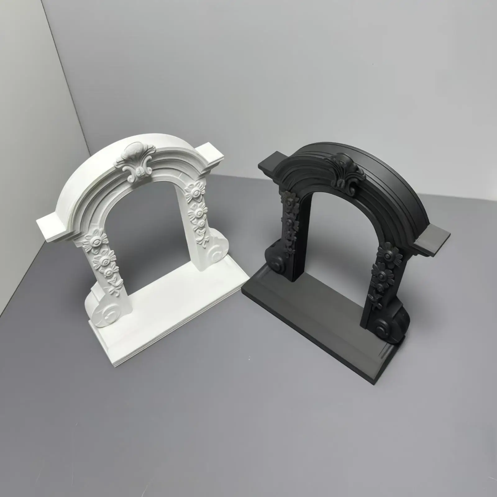 Miniature Gothic-style arched window for dollhouses, decorative frame