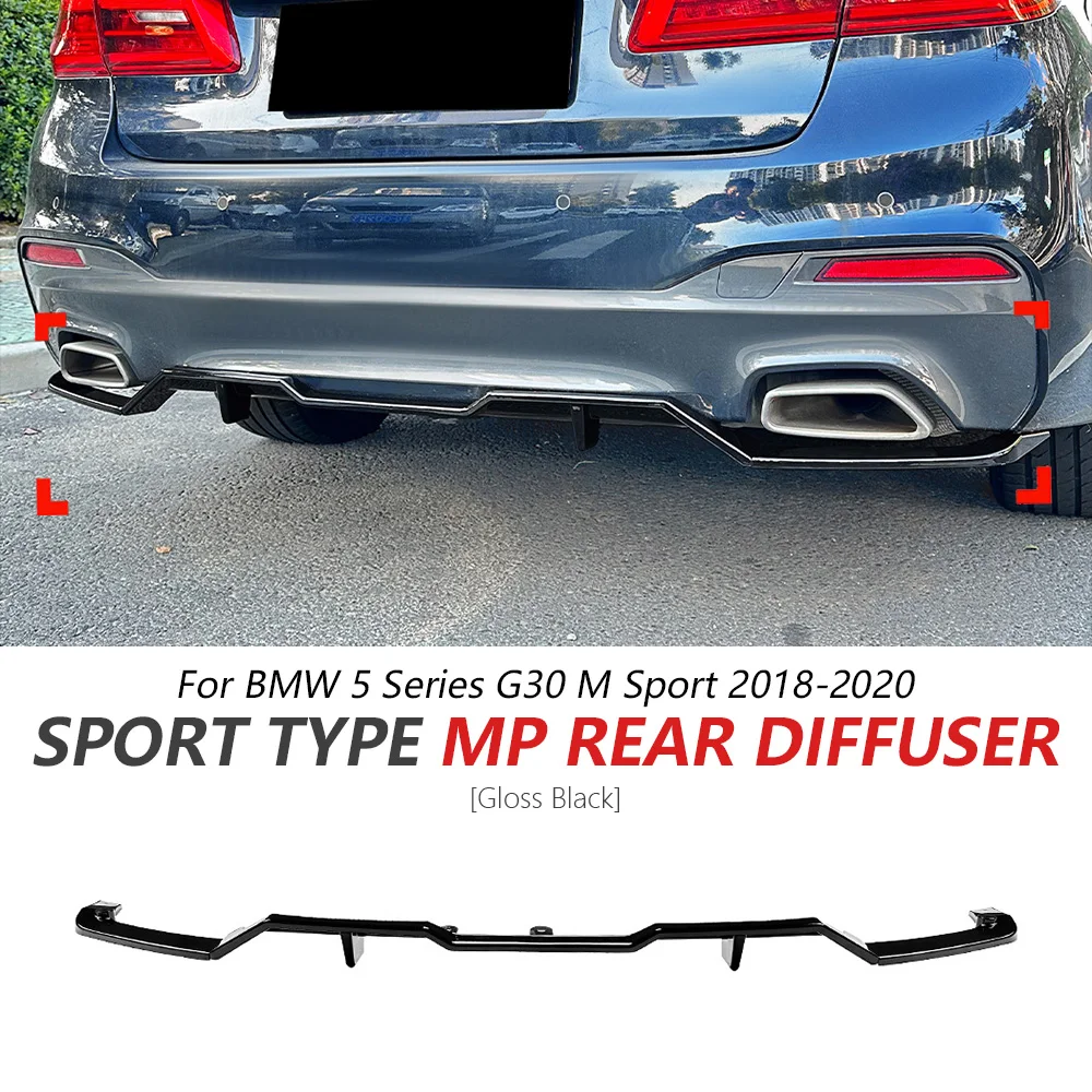 

Rear Bumper Lip For BMW 5 Series G30 M Sport 2018-2020 Glossy Black Sport Bumper Lip Spoiler Rear Diffuser Car Body Tuning