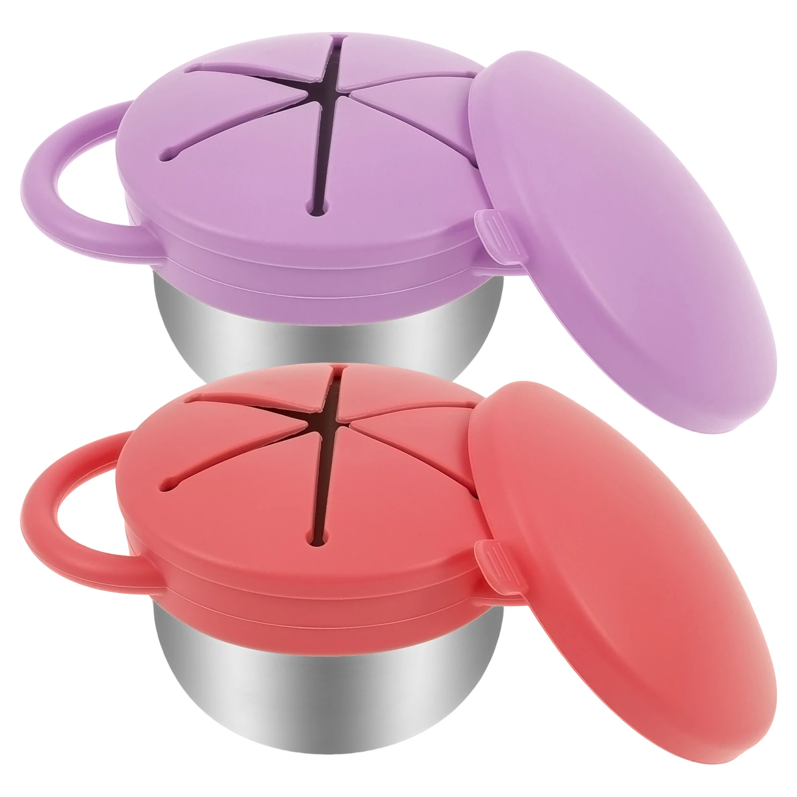 

2 Pcs Portable Toddler Snack Cup Spill Proof Baby Snack Container with Removable Lid and Handle for Home Outdoor Traveling
