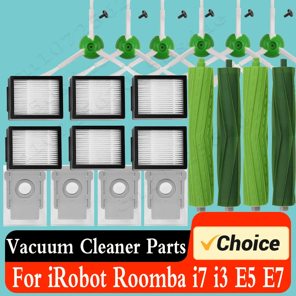 Peças de Aspirador Substituição, Saco De Pó, Filtro Hepa, Acessórios, Escova Lateral Principal, Irobot Roomba i7, J7, i3, i6, i8, E5, S9