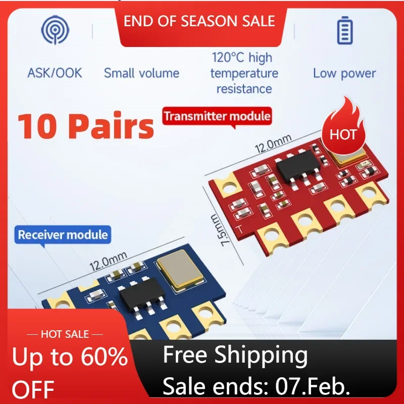 10 Pairs 433MHz Wireless OOK/ASK Superheterodyne Transmitter/Receiver RF Modules CDSENET E160-T4MS1 R4MS1 Low Power PT2262/2272