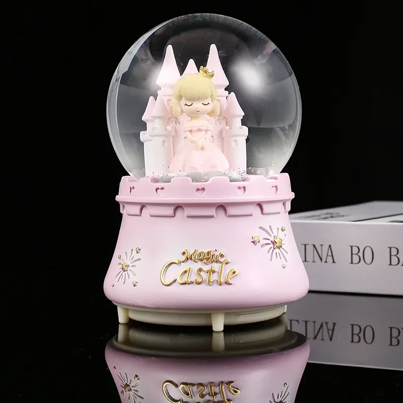 Cute Girl De Cristal Pink Resin Base Durable Battery Luminescence Crystal Ball Home Furnishings Декор Для Комнаты 수정구
