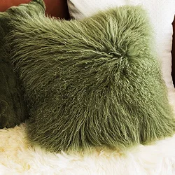 Genuine Mongolian Lamb Fur Cushion Cover, Sofa Pillow Cover, Tibetan Lamb Fur, Home Decoration Fur Cushion
