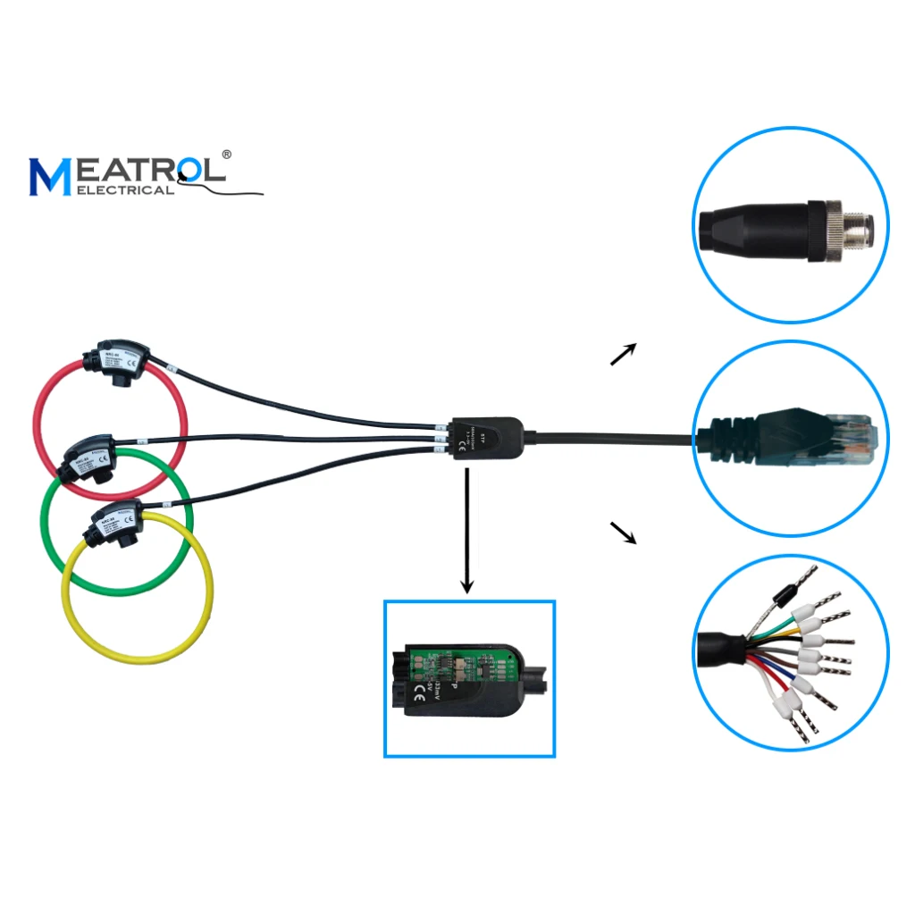 MEATROL NRC-150 유연한 CT 공심 전류 변환기 로고스키 코일 센서 고정 케이블 타이 포함