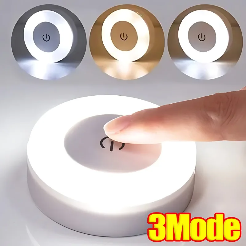 LED Touch Sensor Night Light 3 Modes Dimming Wall Lights Portable USB Rechargeable Night Lamp For Living Room Bedroom Lighting