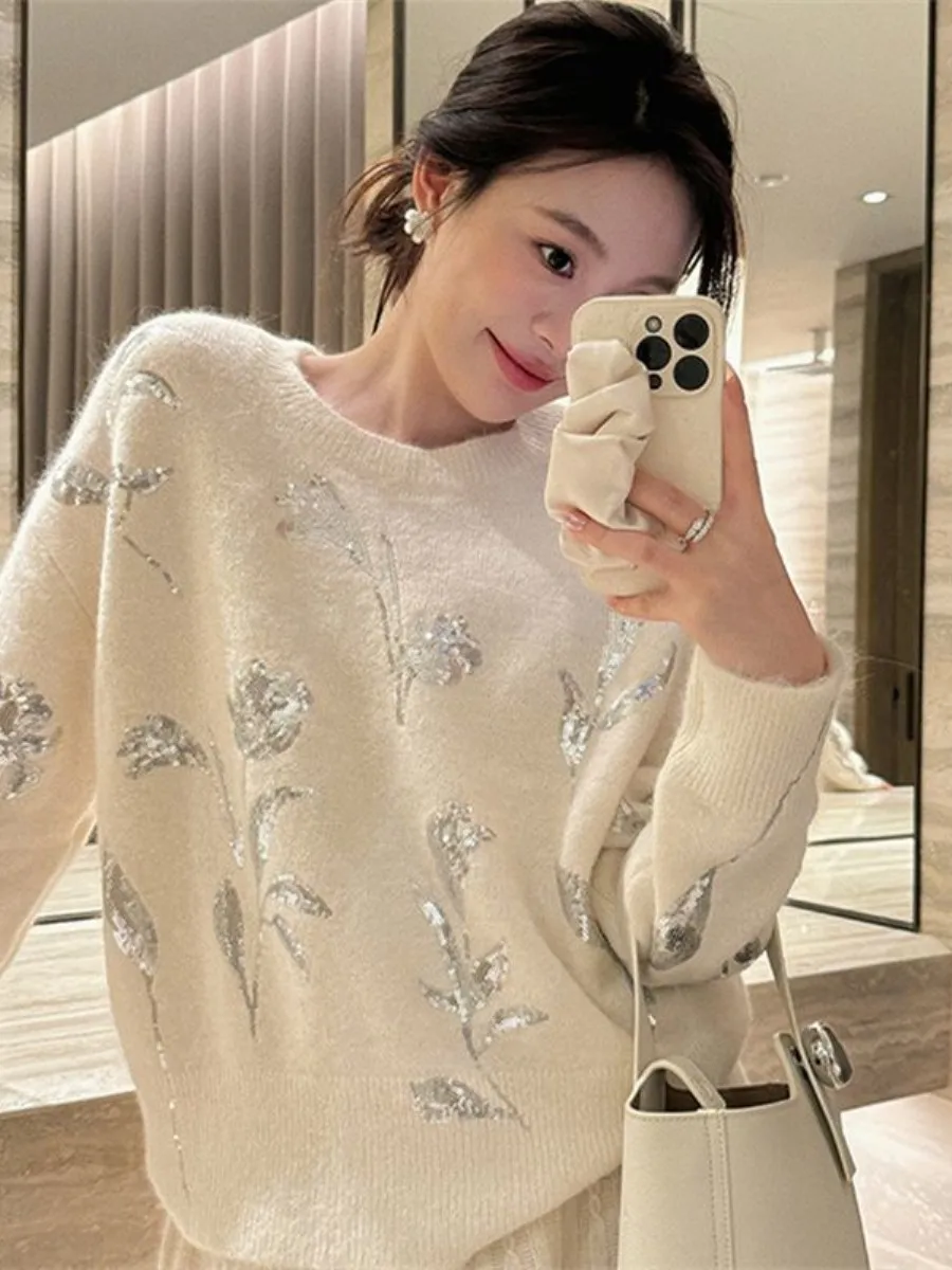 soft-cozy-women's-knitted-sweater-with-heavy-embroidery-cloud-pattern-knee-pads-health-ring-autumn-essential-fashion-accessory