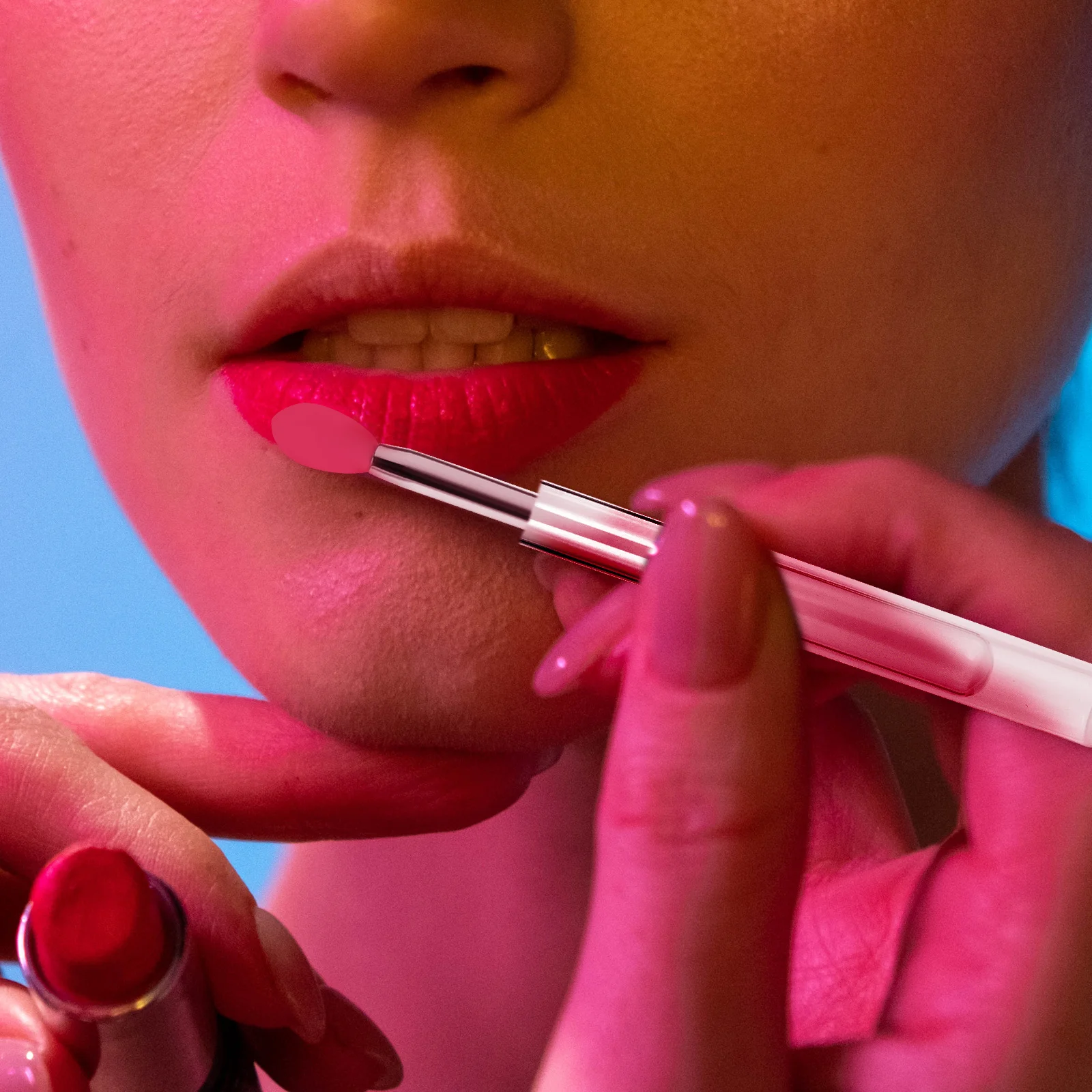 10 pezzi pennelli applicatori per labbra in silicone riutilizzabili applicatore per balsamo per labbra coperchio applicatori per trucco portatili pennelli per rossetti