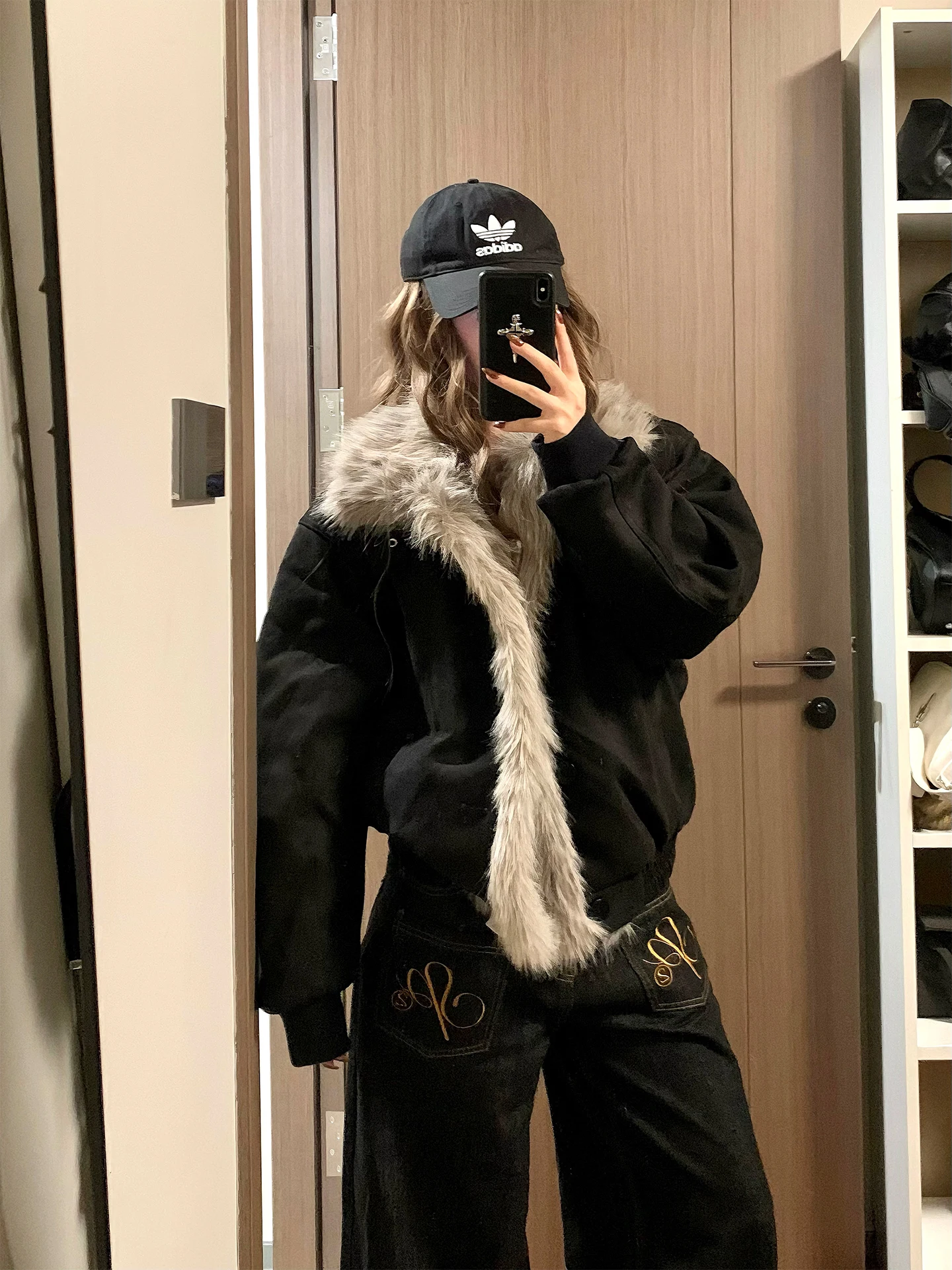 

Milione American Retro Patchwork Cotton Jaet Women's Autumn Winter Loose Casual Versatile Thiened Outerwear Coat