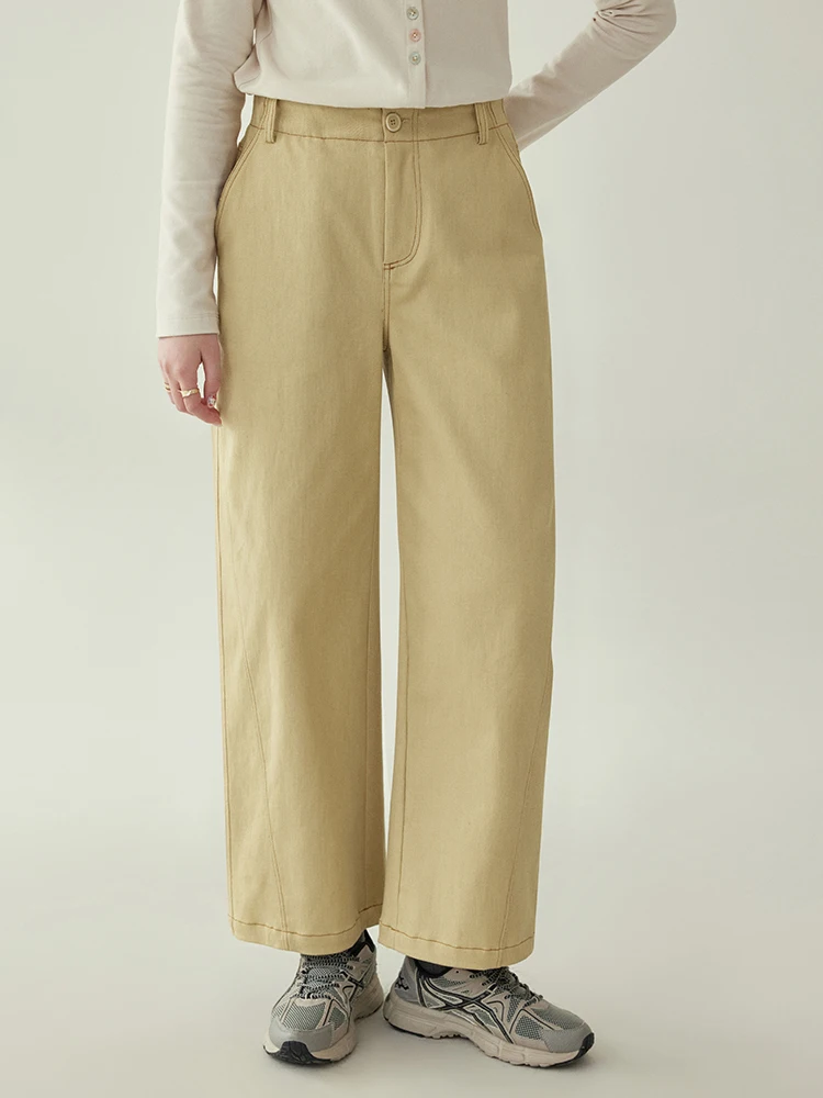 

High Waist Khaki Straight Leg Nine-Minute Pants Women's Casual Spring New Sle Versatile Slimming Long Pants Commute Sle