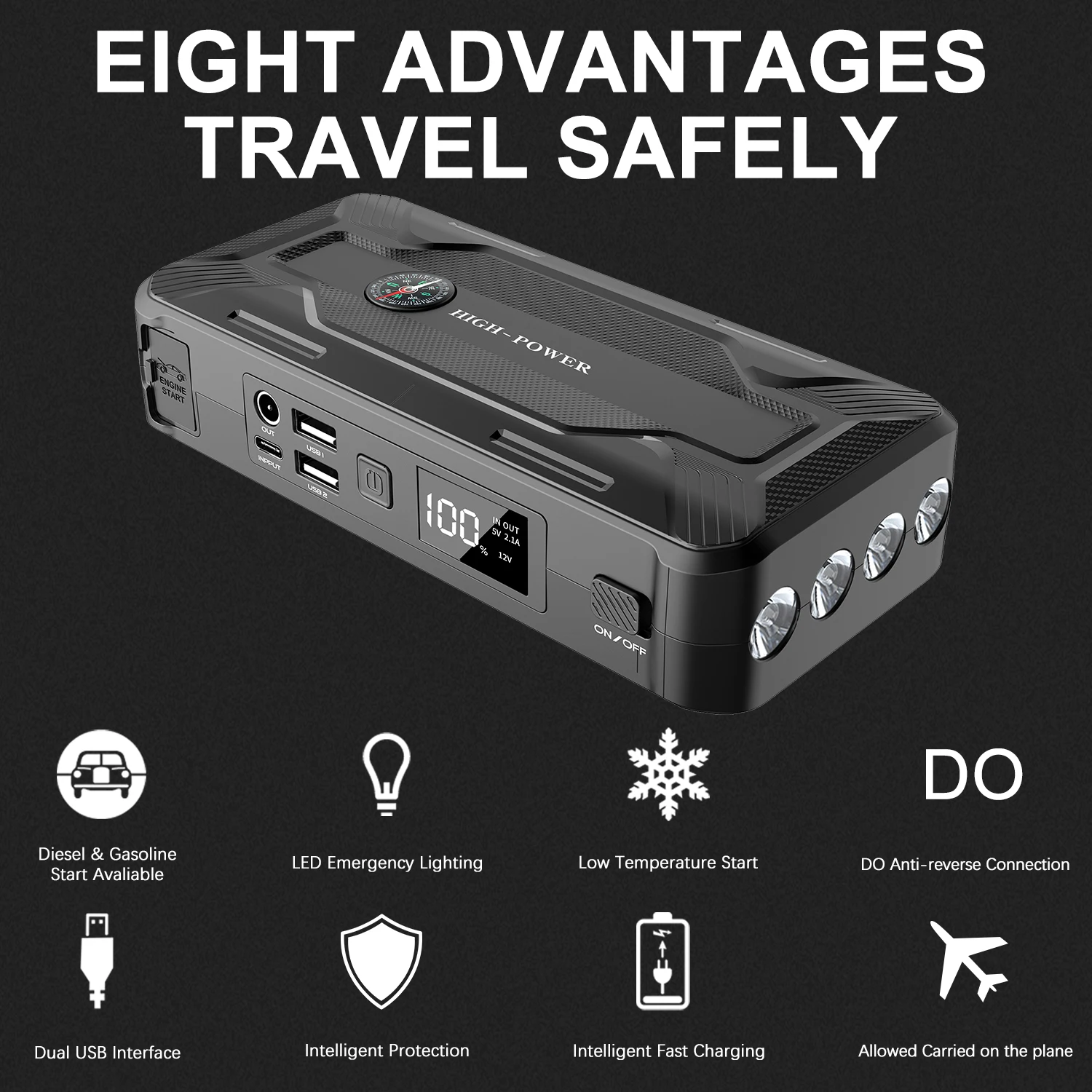 Multi-function Emergency Pack 12v Starting Device Car Battery Power Boosterjump Starter For Truck