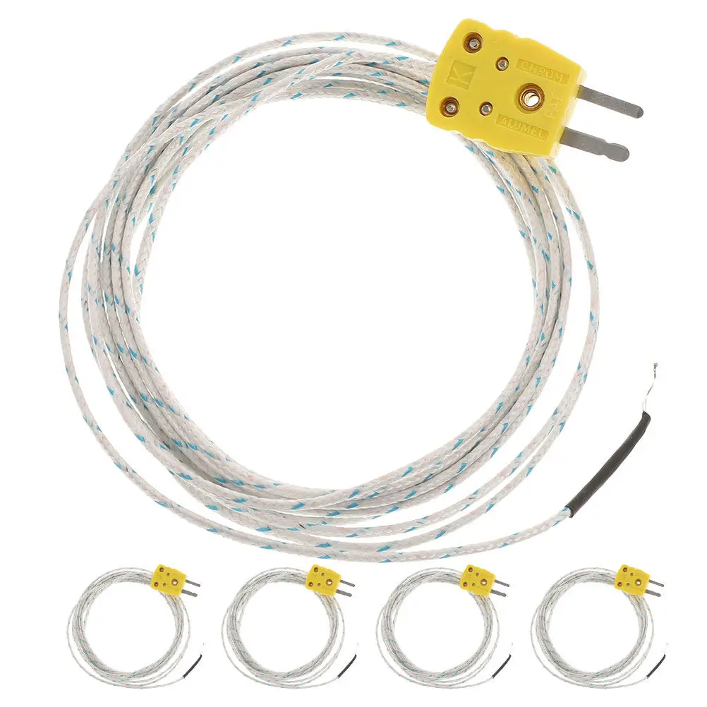 5Pcs K Type Mini-Connector Thermocouple Probe Temperature Probe Fiber Construction Stable Reliable Fast Response