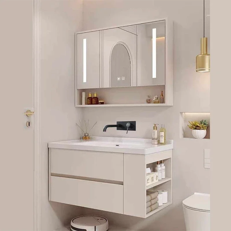 Bathroom Cabinet Without Hole Ceramic Integrated Basin Into Wall To Drain Water Without Faucet Hole Wash Cabinet Combination