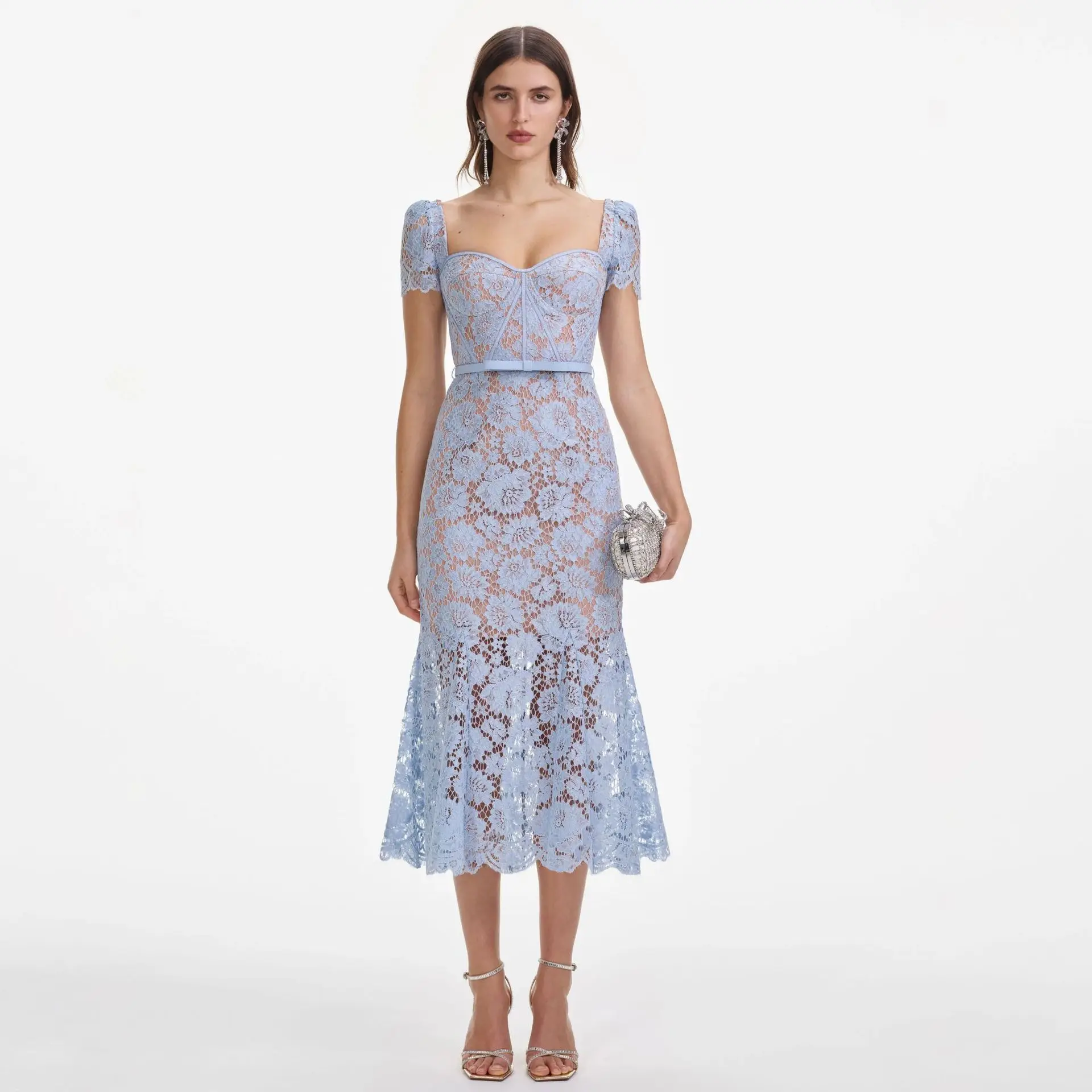 

Sexy Square Neck Corset Backless Lace Bodycon Mermaid Evening Dress Dresses Spring Summer