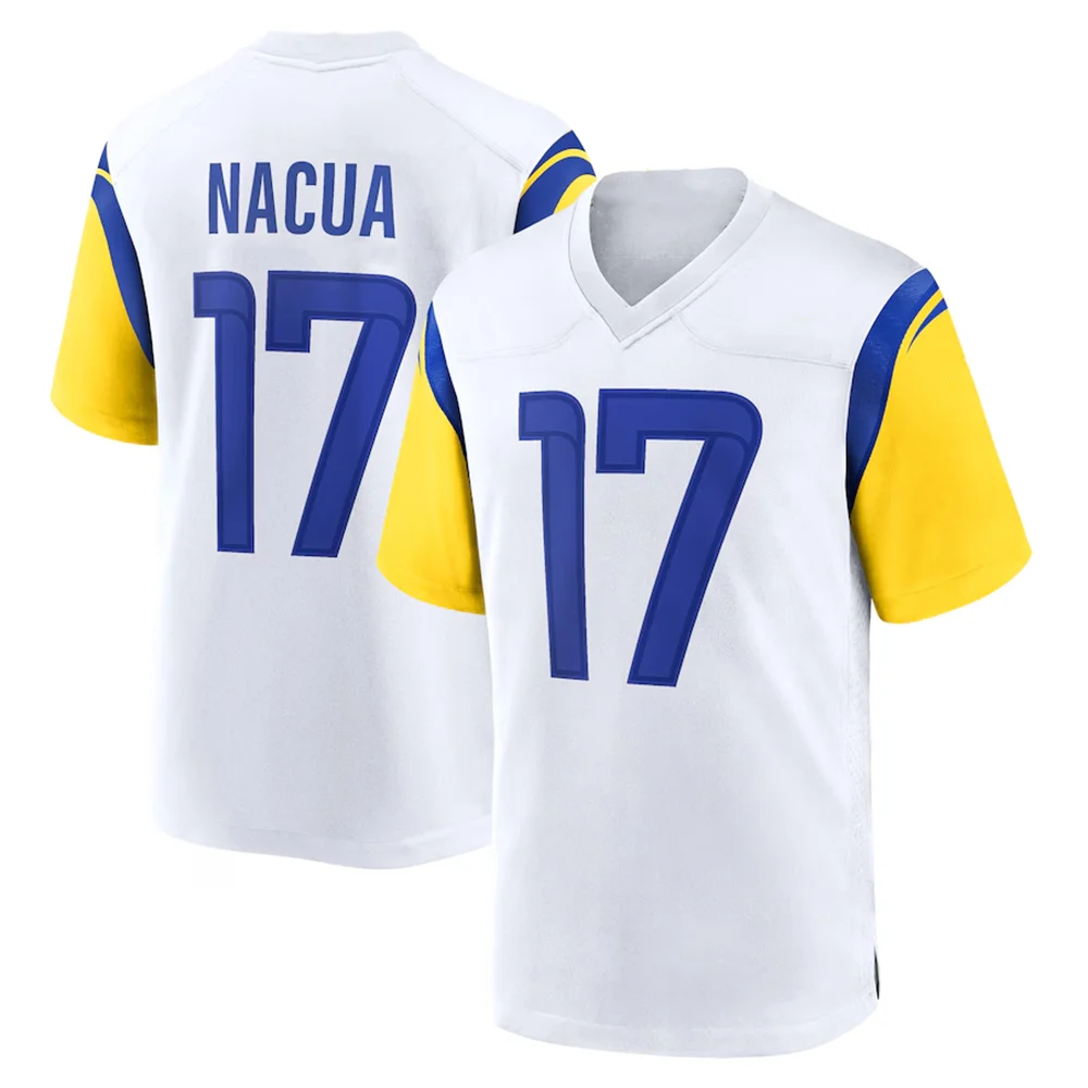 24-25 Adult Los Angeles American Football Jersey Rugby Jersey Sportswear Training Jersey T-shirt Eagles Rams 17 Number Nacua