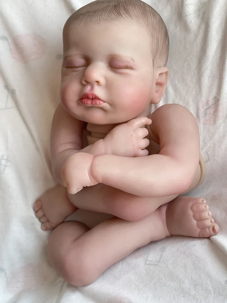 Loulou Reborn Doll Kit 19inch Lifelike Unfinished Soft Touch Multiple Layers Painting Doll Parts Visible Veins Hand Painted Hair