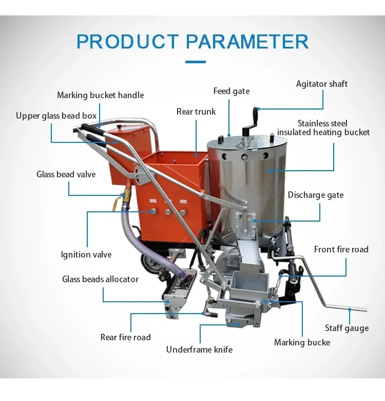 Máquina de pintura para marcar carreteras, máquina de marcado de carreteras termoplástica con aplicación