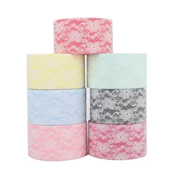 HSDRIBBON Listones 3inch 75mm Flower Lace Ribbon 25Yards/Roll