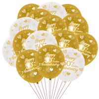 50th Anniversary Decorations 20pcs Happy 50th Golden Anniversary Gold White Latex Balloons for 50th Wedding Anniversary Supplies