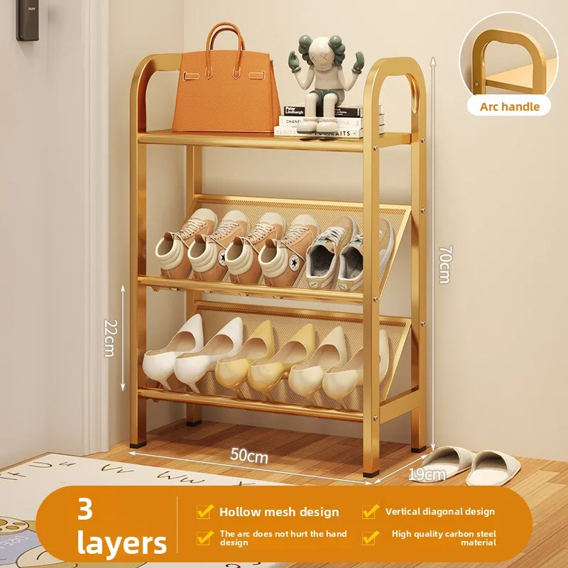 

Gold thickened carbon steel multi-layer shoe rack, dormitory household shoe storage rack