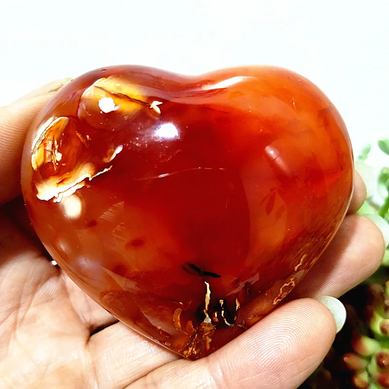 

Natural Stone Red Agate Heart Symbolic Love Emotion Stone Spirit Meditation Healing Feng Shui Crystal room Decoration