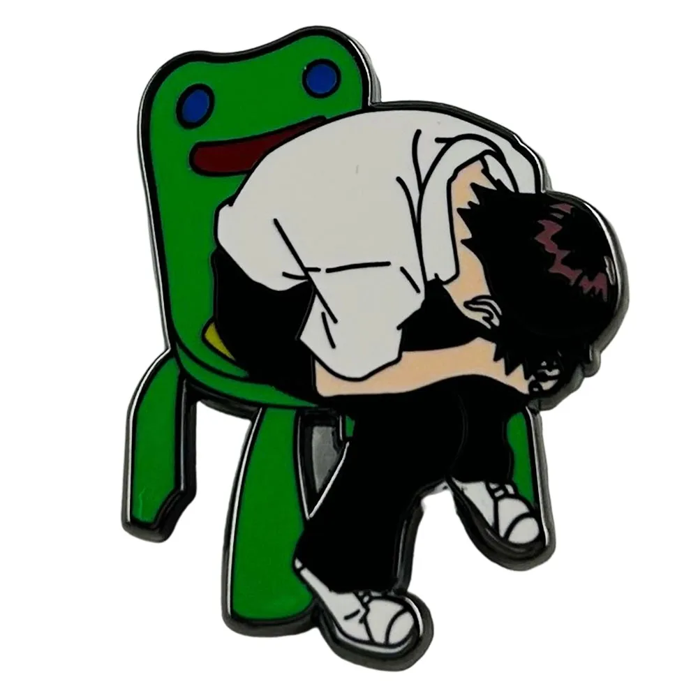 Crying Shinji Ikari Froggy Chair Enamel Pin Cartoon Anime Characters Badge Animal Crossing Funny Meme Jewelry
