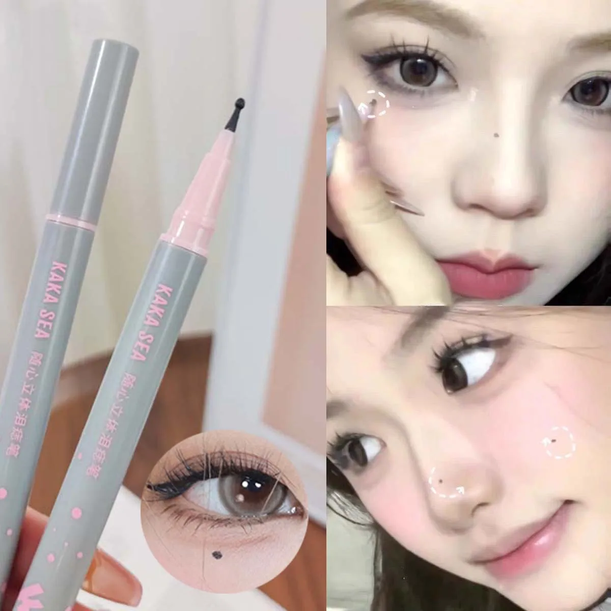 قلم النمش الطبيعي الواقعي التجفيف السريع مقاوم للماء نابض بالحياة رأس مستدير النمش بقعة ختم دائم غير يتلاشى نقطة الخلد يشكلون #2