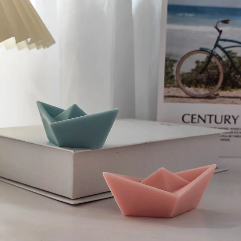 Prayer Ship Silicone Mold 3D Paper Boat Soap Scented Candle Mold Home Decor Craft DIY Cake Decorating Tool