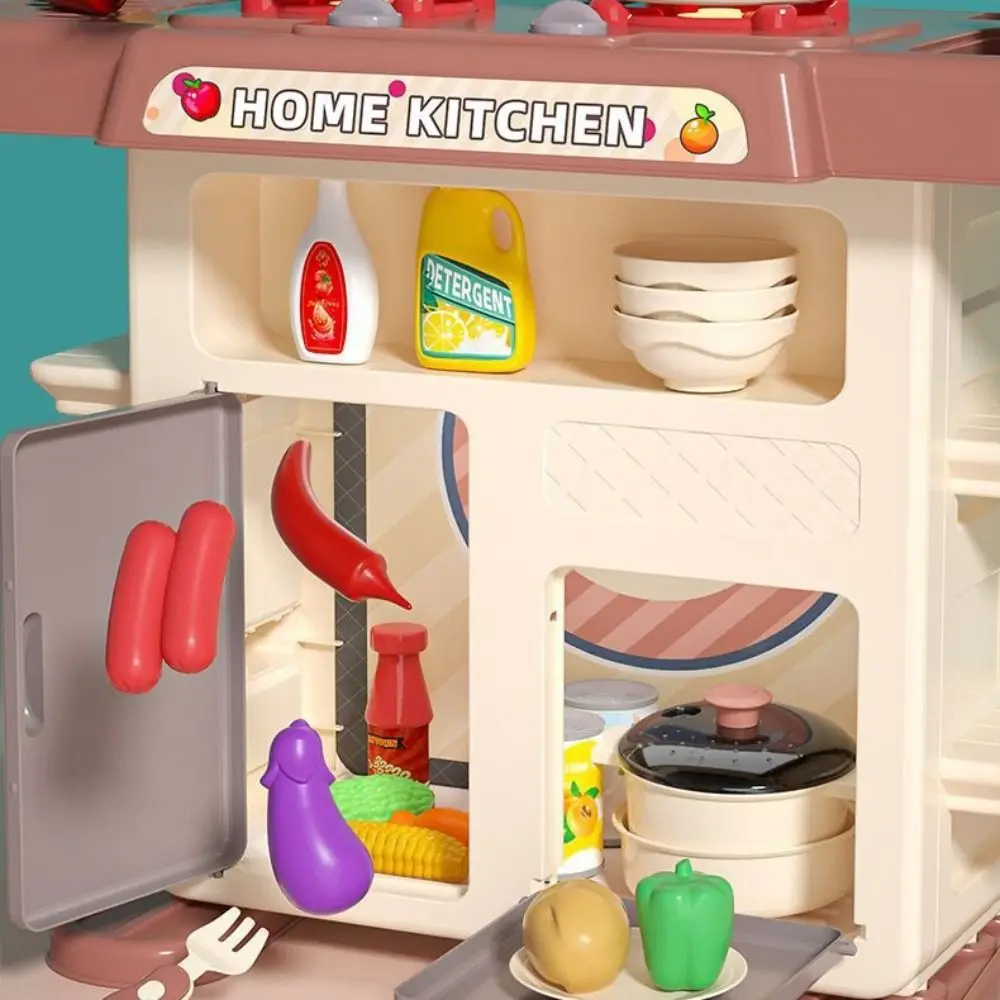 Play House Plastic Children's Kitchen Set Music Faucet Sink Mini Pretend Play Toy DIY Function Play Food Toy Pretend Game