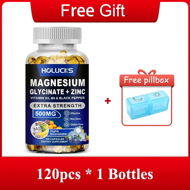 

Magnesium Glycinate & Zinc Complex Capsules, for Deep Sleep, Muscle Recovery & Cardiovascular Health, Enhance Energy