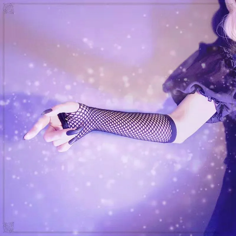 Women Sexy Fishnet Mesh Fingerless Long Gloves Party Club Dress Arm Warmer Girls Dance Gothic Lolita Punk Costume Fancy Gloves