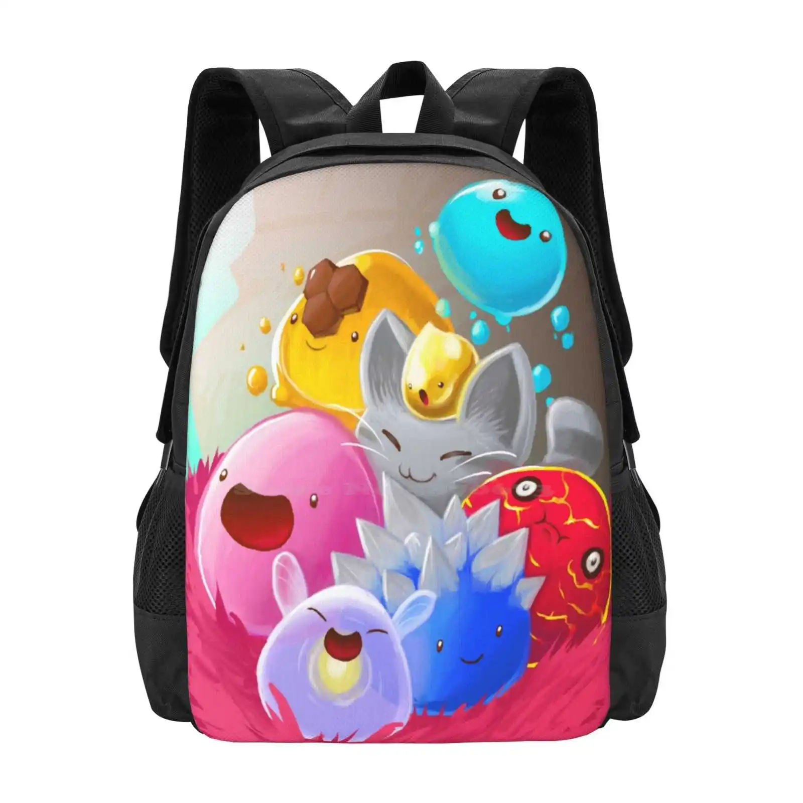 Slime Rancher [ Old ] Pattern Design Bagpack School Bags Slime Rancher Cute Adorable Slimes Tabby Pink Boom Puddle Honey Golden