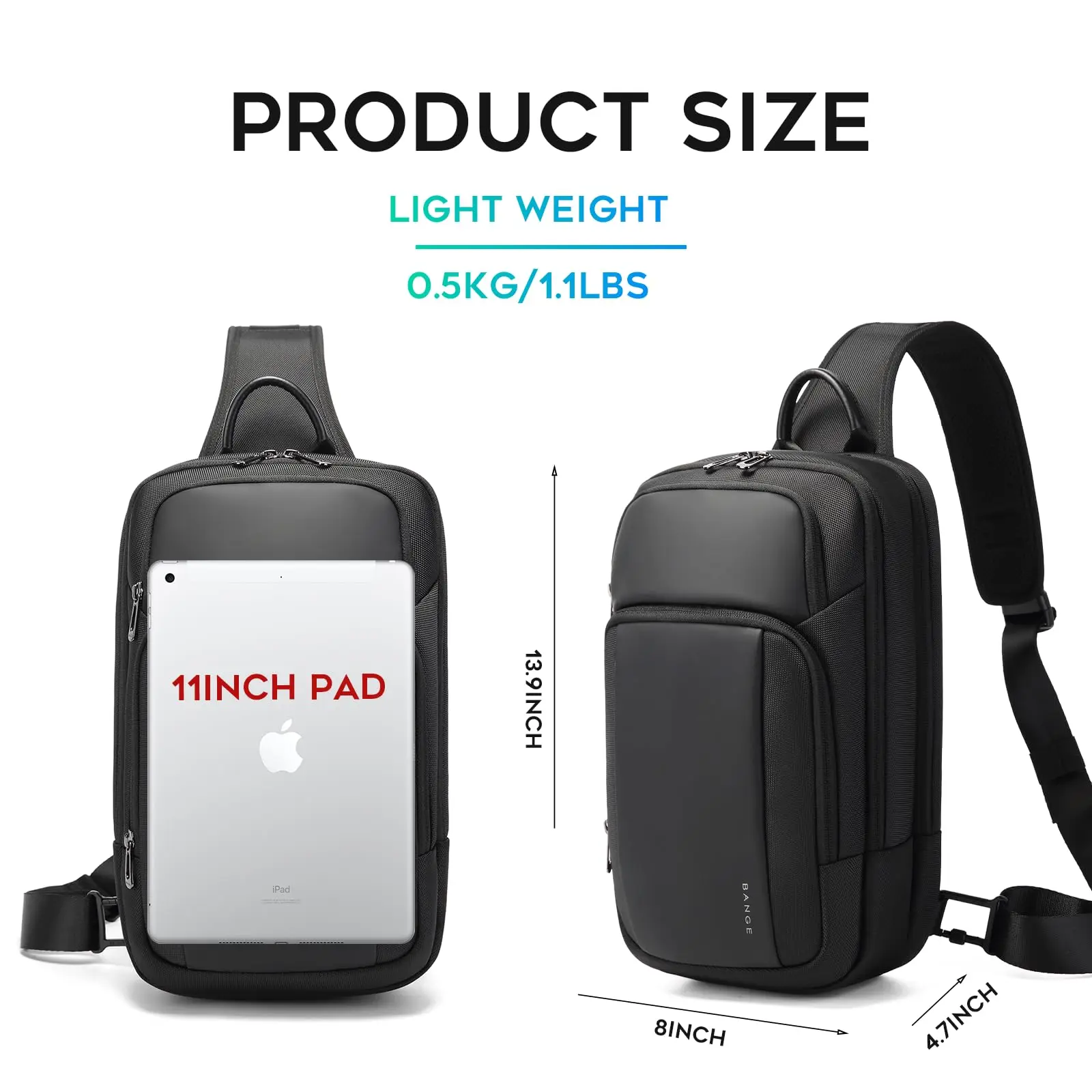 BANGE Anti-Theft Cross Bag Fashion Men's Bag Aesthetic Bags For Men Waterproof Shoulder Bag Male Chest Bag Lightweight Slingbag