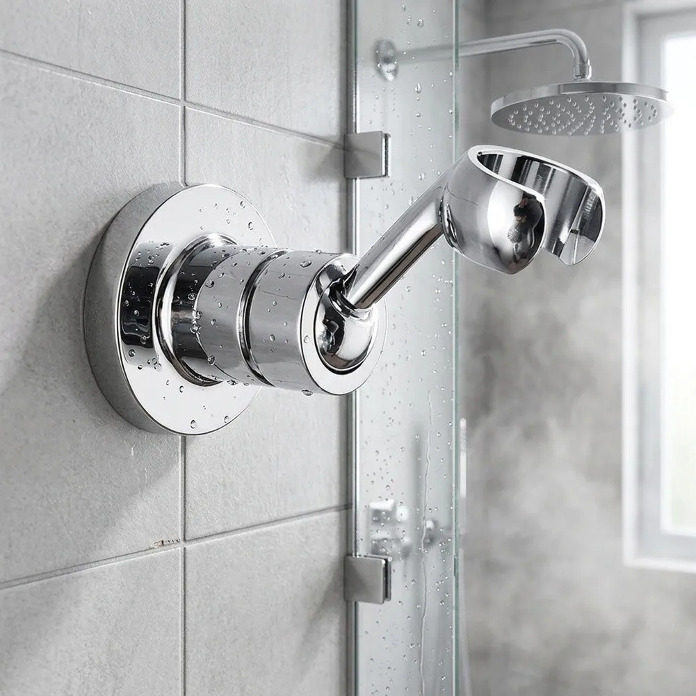 Metal Shower Head Holder With Ball Joint, Secure Screw-Mount Base For Most Handheld Showers, Chrome Finish, Bathroom Accessories