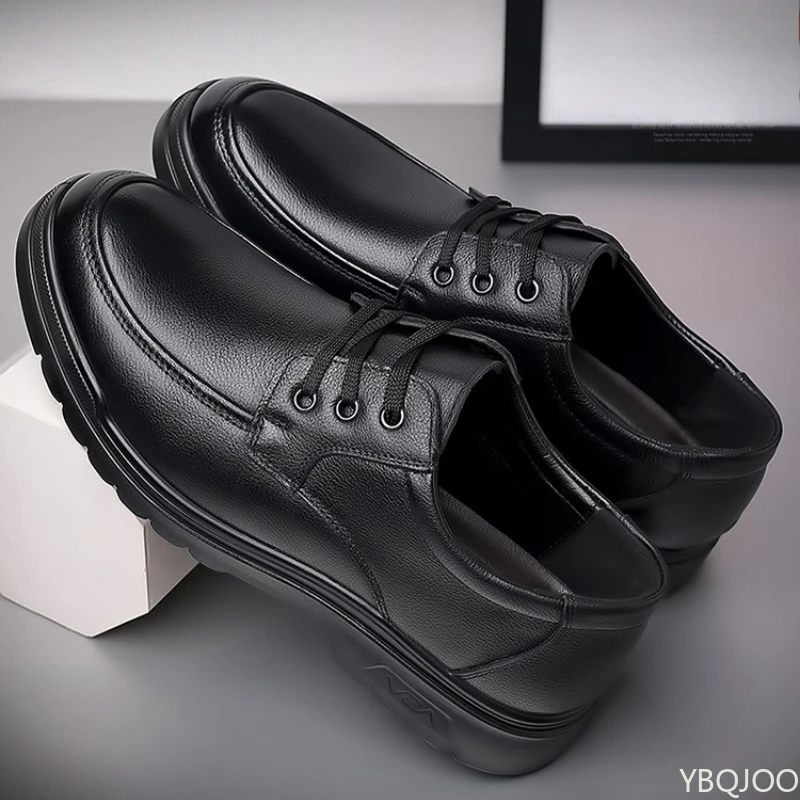 

2025 Мужская обувь из воловьей кожи с верхним слоем, повседневная деловая кожаная обувь, модная дышащая британская обувь, легкие удобные лоферы для ленивых