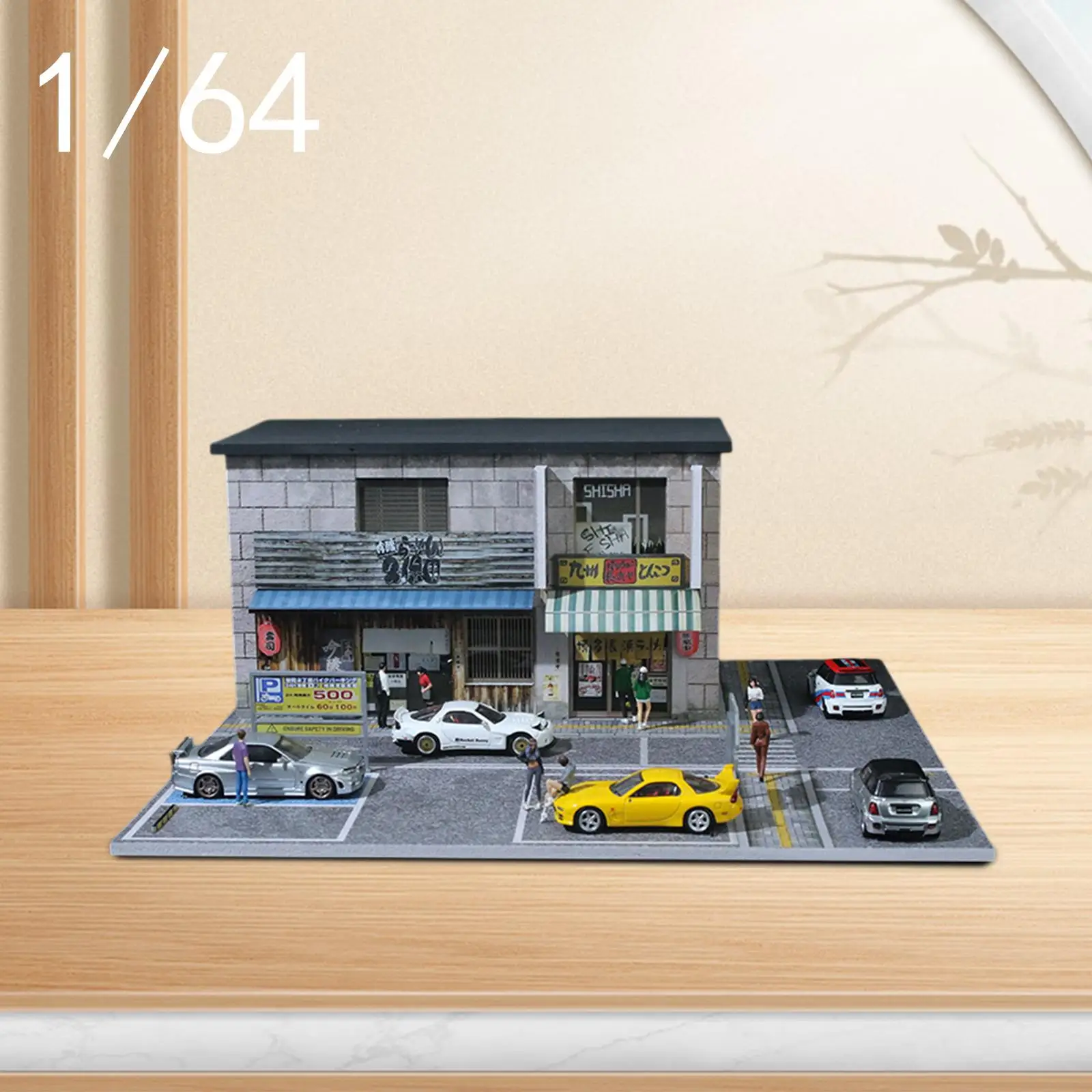 

1/64 Scenery Diorama Parking Lot Car Model Display Gifts Restaurant Backdrop