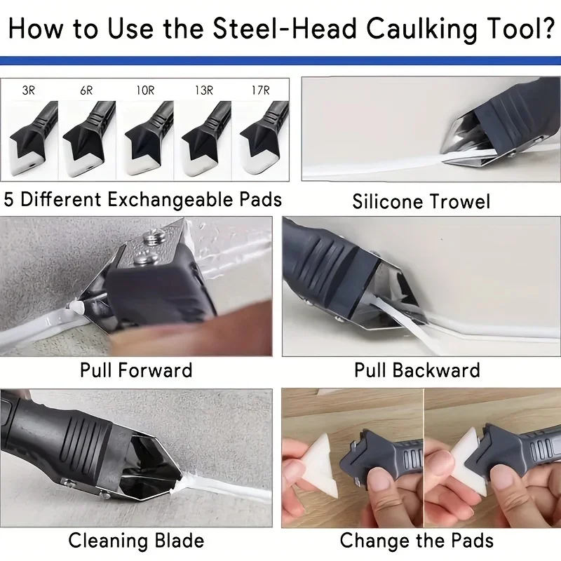 5 In 1 Silicone Scraper Sealant Smooth Remover Tool Set Caulking Finisher Smooth Grout Kit Floor Mould Removal Hand Tools /,'[\0
