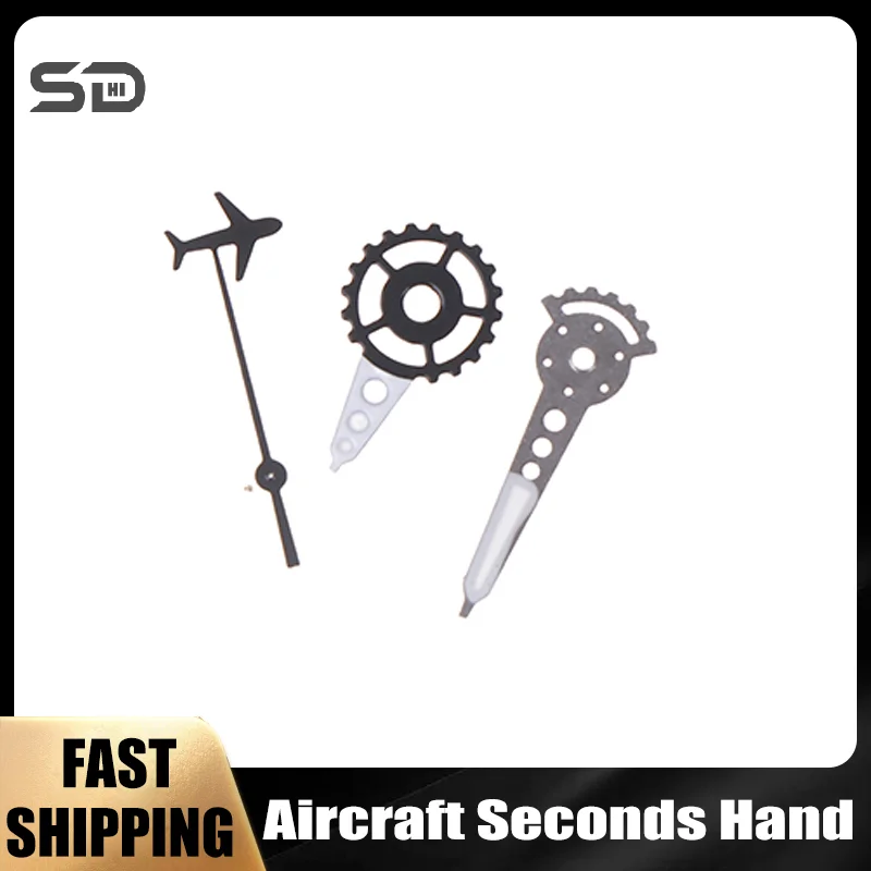 Watch Hands With Aircraft Seconds Hand Green Luminous Three Hands For NH35/ NH34/ NH36/ NH70 Movement Watch Accessories