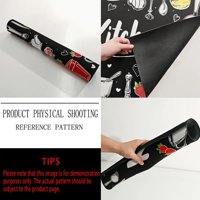 2D Flat Kitchen Utensil Pattern Stove Mat – Heat & Scratch Resistant, Non-Slip Cover for Glass Cooktops & Kitchen Decor