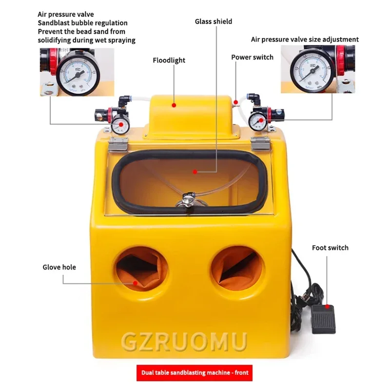 Jewelry Sand Blasting Machine Double Table Water Type Sand Blaster Antique Gold Silver Processing Frosted Polishing Equipment