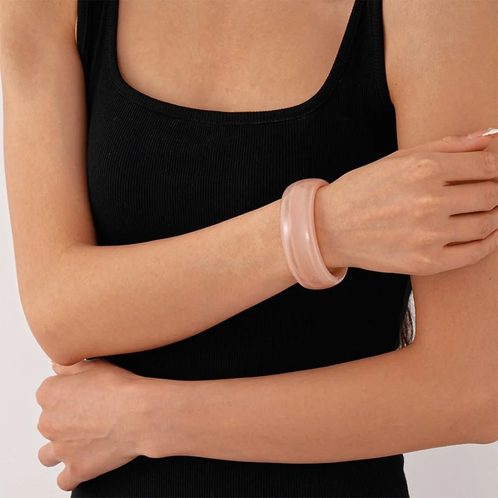 Bohemian Acrylic Bangle Hip Hop Europe American Style Irregular Wide Bracelet Exaggerated Jelly Color Retro Hand Ring Decoration