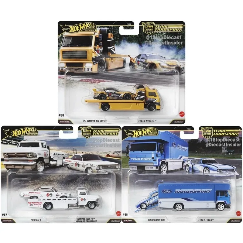 Hot Wheels 1/64 Team Transport Series Diecast Legering Model Auto Ford Chevrolet Impala Toyota Supra Collectible Toy Kerst Speelgoed