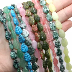 8x12MM Leaf Shape Natural Stone Aventurine Agates Quartz Turquoises Loose Spacer Beads DIY Jewelry Making Necklace Bracelet