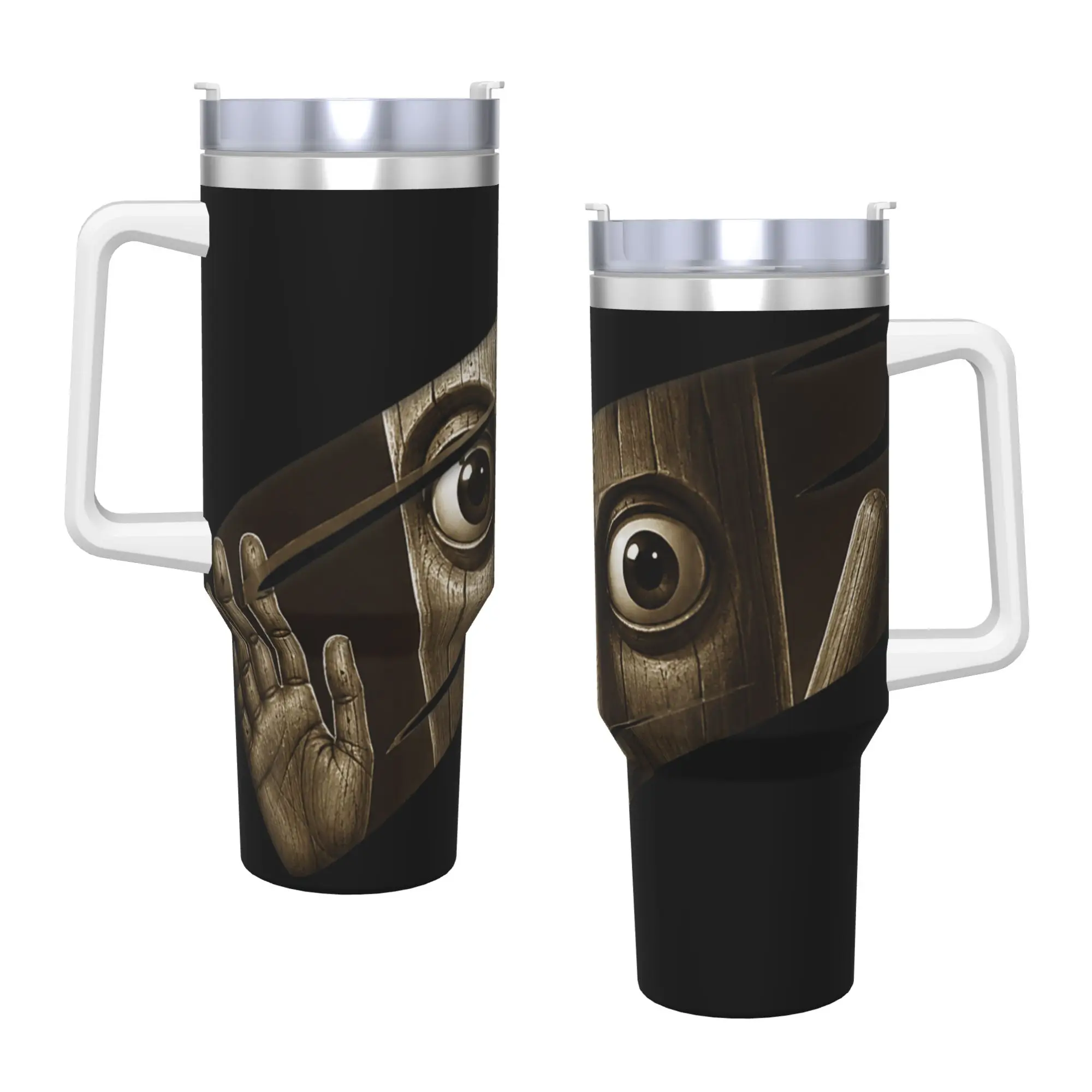 Stainless Steel Tumbler Tung Tung Sahur Peeking Through Funny Brainrot Meme Thermal Cups Hot Drinks Car Mugs Design Water Bottle