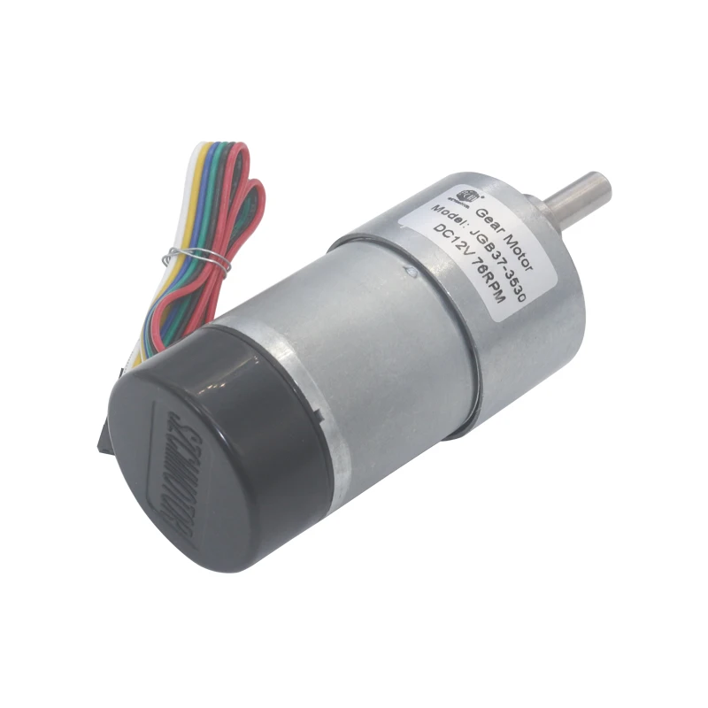 High Torque Metal Encoder Brushed Dc Motor 12V 24V 7-1600Rpm 37Mm 300Rpm Eccentric Shaft Metal Gearbox Gear Motor With 11Ppr